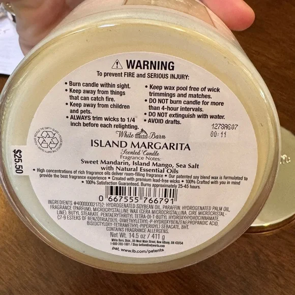 White Barn Island Margarita 3 Wick Candle - Picture 3 of 3